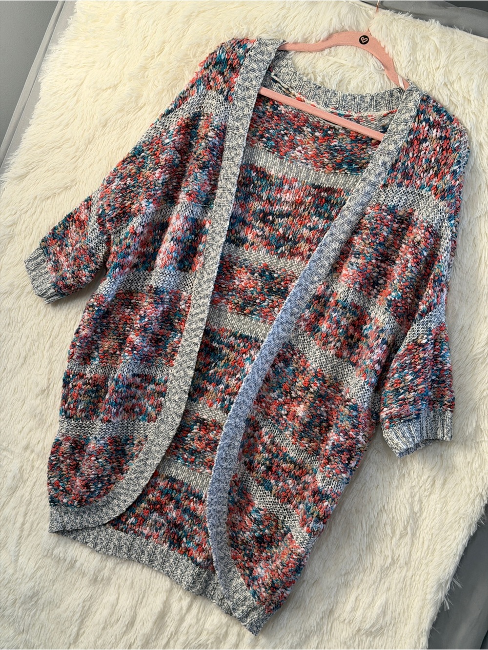Noisy May Anthropologie Womens Indie Boho Confetti Chunky Knit Cocoon Cardigan L - Picture 3 of 10
